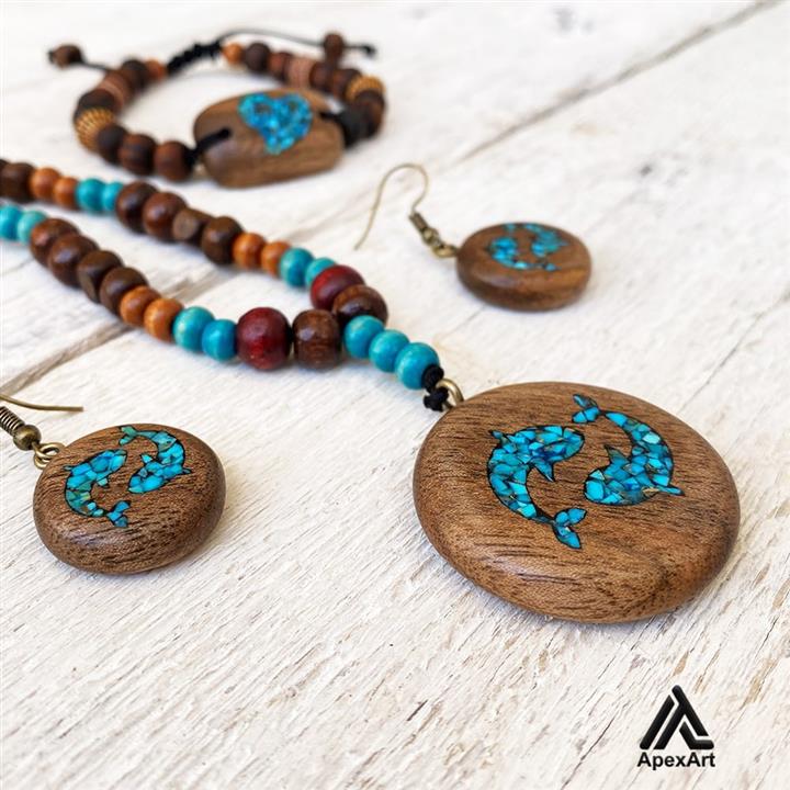 ست فیروزه کوبی شده طرح ماهی کد 418